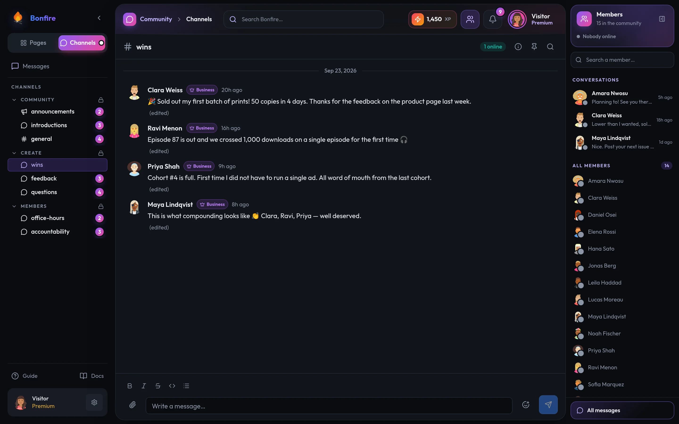 Bonfire Channels screen
