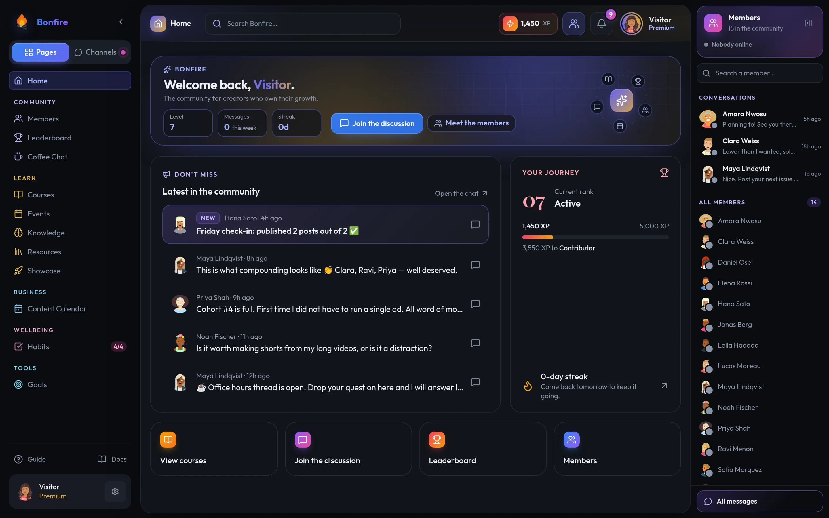 Bonfire Home screen